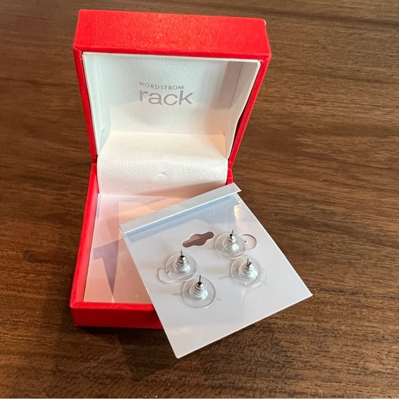 🍑NEW Nordstrom - 2 pair of Cara Silver Studs - Picture 2 of 2